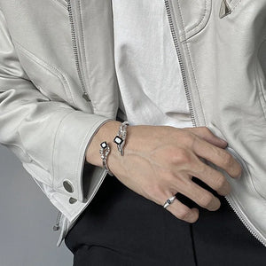 VILZSTUDIOS Geometric Black Square Irregular Silver Bracelet