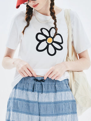 VILZSTUDIOS White Floral Summer T-Shirt