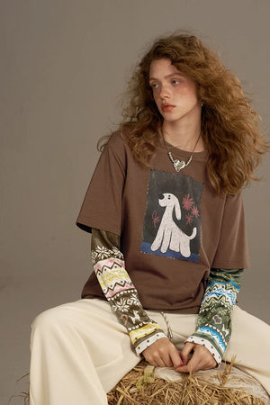 VILZSTUDIOS Retro Print Regular Fit Top