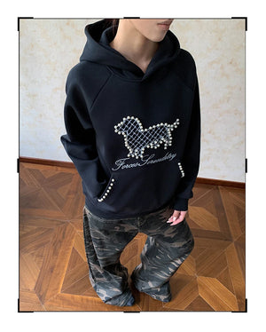 VILZSTUDIOS Pearl Embroidered Loose Fit Hoodie