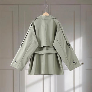 VILZSTUDIOS Stylish Belted Short Trench Coat