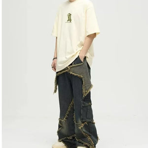 VILZSTUDIOS Retro Design Five Cornered Star Cargo Jeans