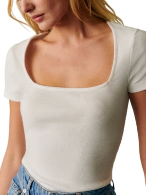 VILZSTUDIOS Chic French Square Neck Slim T-Shirt