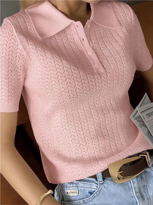VILZSTUDIOS Casual Short Sleeve Knitted T-shirt