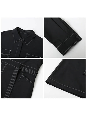 VILZSTUDIOS Black Stitch Casual Jumpsuit