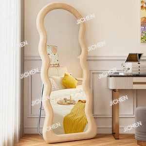 VILZSTUDIOS JC Wave full-body mirror Floor Ultra-clear and non-deforming fitting Cream wind full-length Special-shaped mirror