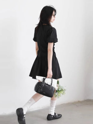 VILZSTUDIOS Black V-Neck Slim Fit Dress