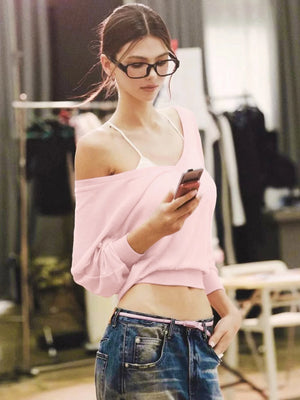VILZSTUDIOS Sexy V-Neck Slim-Fit Long Sleeve Top