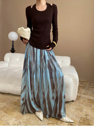 VILZSTUDIOS Chinese Style Ink Wash Maxi Skirt