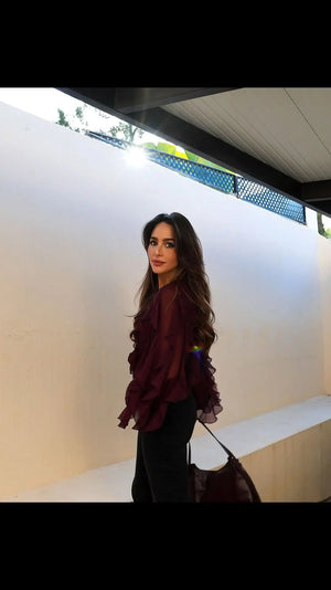 VILZSTUDIOS Yenkye Semi Sheer Ruffle Blouse