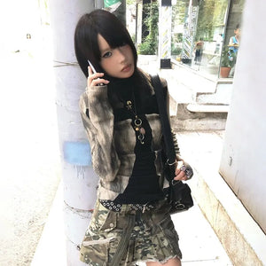 VILZSTUDIOS Vintage Japanese Ribbed Cross Print T-Shirt