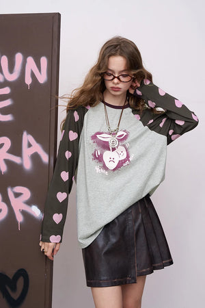 VILZSTUDIOS Cute Strawberry Oversized Long Sleeve T-Shirt