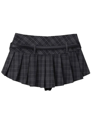 VILZSTUDIOS Retro Plaid Pleated A-Line Skirt