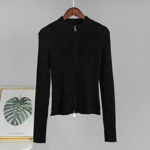 VILZSTUDIOS Stylish Knitted Double Zipper Cardigan
