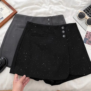 VILZSTUDIOS Sequin High Waisted Suit Shorts Pants
