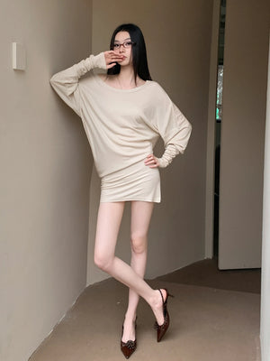 VILZSTUDIOS Cozy Knitted Batwing Casual Long Sleeve Blouse