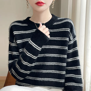 VILZSTUDIOS Cozy Striped Woolen Knit Sweater