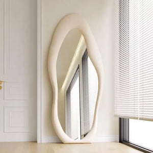 VILZSTUDIOS Full-length mirror Floor-to-ceiling Bedroom full-length mirror Special-shaped irregular cream ins wind fitting mirror