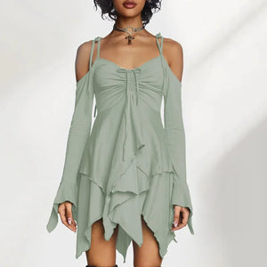VILZSTUDIOS Sexy Gothic Irregular Black Dress Mini