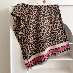 VILZSTUDIOS New Luxury Winter Leopard Two-Sided Cashmere Jacquard Scarves High Quality Women Thicken Wrap Shawl Ladies Wool Pashmina Scarf