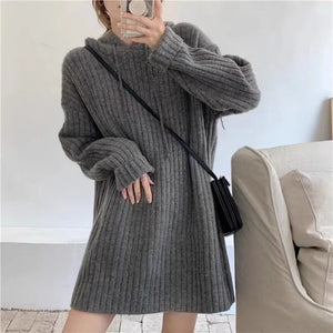 VILZSTUDIOS Cozy Wool Knitted Hooded Mini Dress