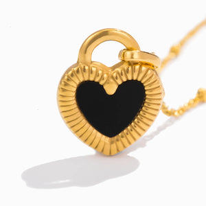 VILZSTUDIOS Black & White Double-sided Heart-shaped Pendant Necklace