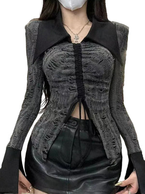 VILZSTUDIOS Gothic Long Sleeved Drawstring Top