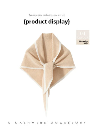 VILZSTUDIOS Imitation Cashmere Color Blocked Knitted Triangle Scarf Versatile Comfortable Soft Neck Protecting Thickened Warm Shawl Scarf