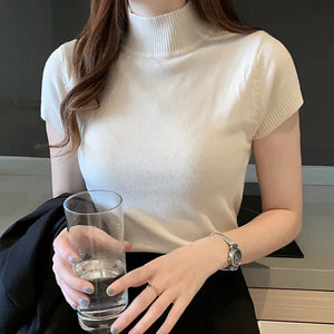 VILZSTUDIOS Stylish Knitted High Neck Half Sleeve Sweater