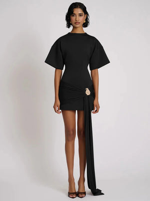 VILZSTUDIOS Short Sleeve Ruched Sexy Mini Dress