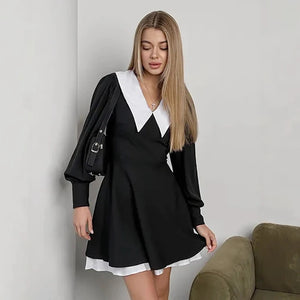 VILZSTUDIOS Elegant French Doll Collar Mini Dress