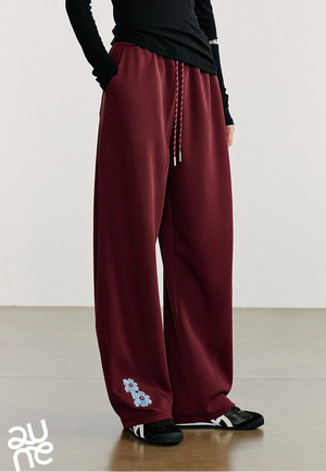 VILZSTUDIOS Green Velvet Embroidered Drawstring Sweatpants