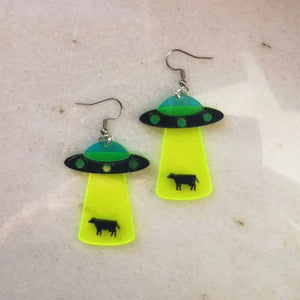 VILZSTUDIOS Embossed UFO Alien Space Acrylic Earring