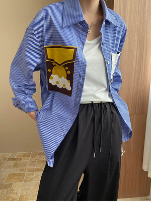 VILZSTUDIOS Plaid Knit Patch Pocket Shirt