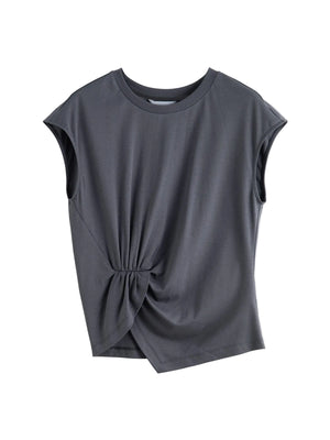 VILZSTUDIOS Petite Round Neck Twist Knot T-Shirt