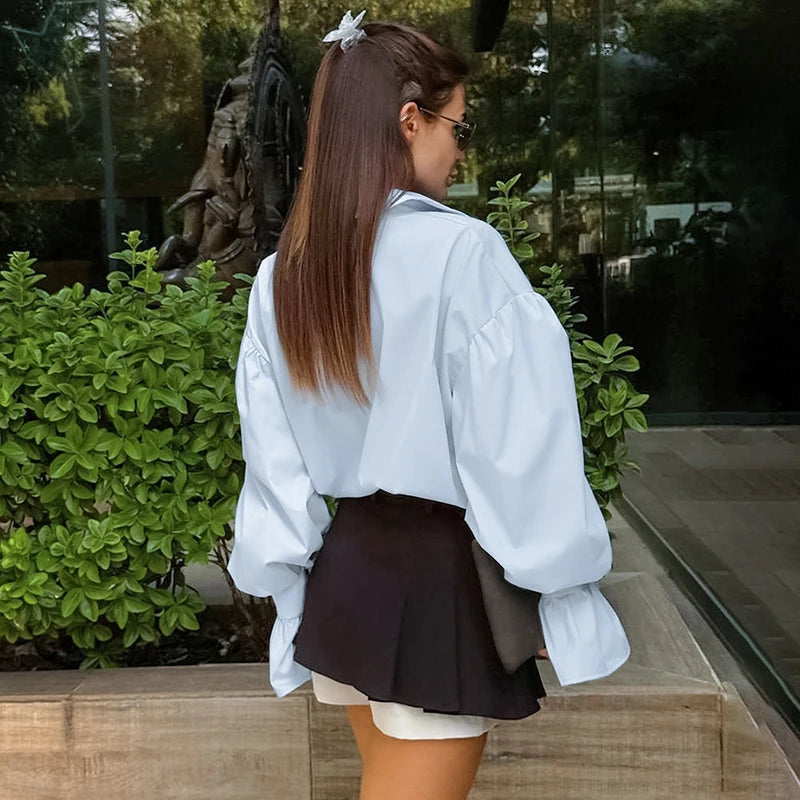 VILZSTUDIOS Elegant Cotton Flare Sleeve Shirt
