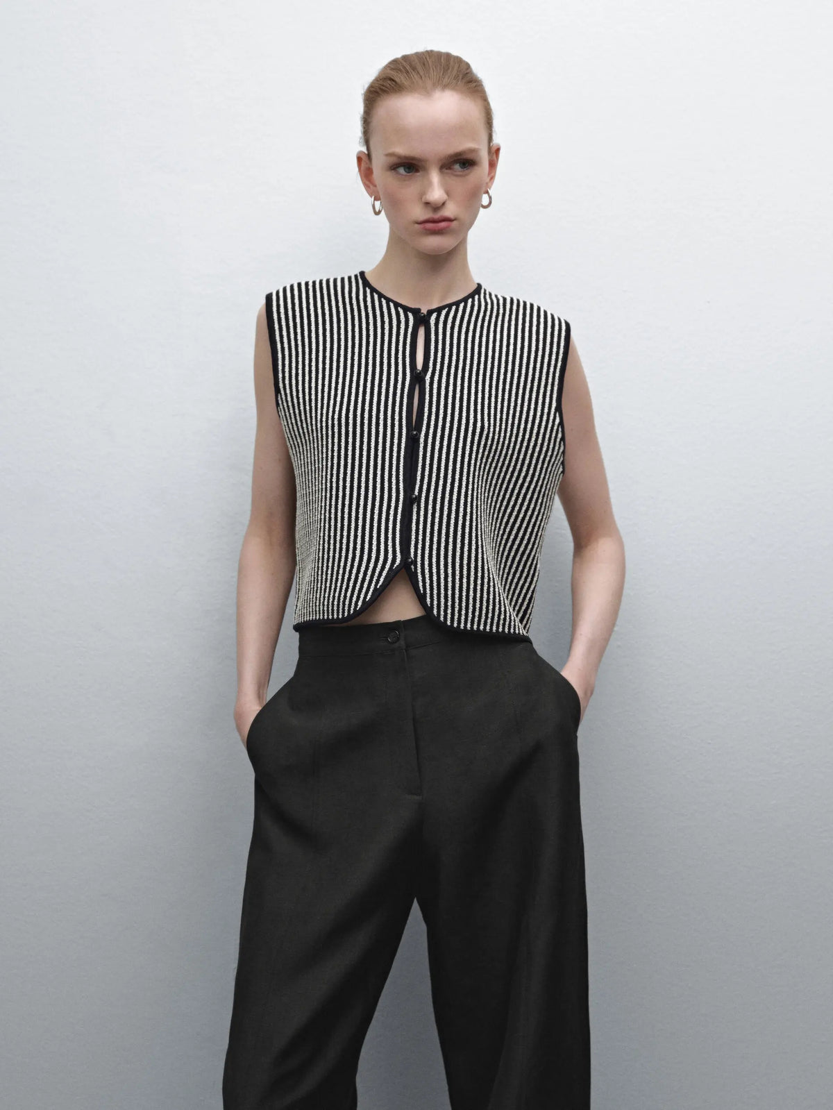 VILZSTUDIOS Chic Striped Knitted Vest