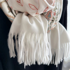VILZSTUDIOS New Luxury Design Winter Embroidery Cashmere Scarves High Quality Women Thicken Wrap Shawl Ladies Warm Wool Pashmina Scarf