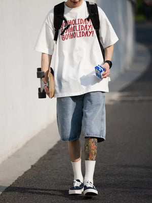 VILZSTUDIOS Blue Oversize Baggy Denim Short