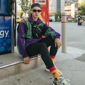 VILZSTUDIOS Retro Color Block Patchwork Windbreaker Jacket
