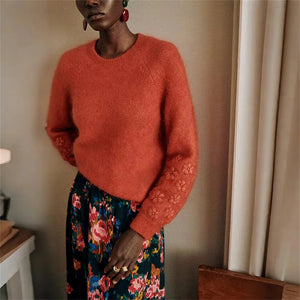 VILZSTUDIOS Flowers Embroidered Knitted Sweater