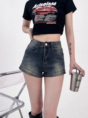 VILZSTUDIOS High Waist Denim Shorts Sexy Jeans
