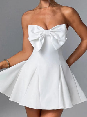VILZSTUDIOS Strapless Bow Backless Mini Dress
