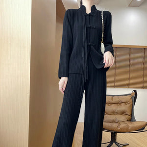 VILZSTUDIOS Elegant Retro Wool Two-Piece Set Pants