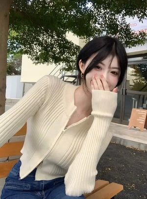VILZSTUDIOS Slim Fit Zipper Cardigan