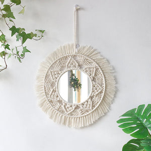 VILZSTUDIOS Macrame Mirror Wall Decoration Boho Home Decor Mirrors for Bedroom Wall Mirrors for Living Room Baby Room Decoration Nursery