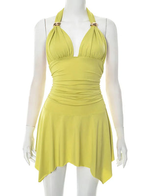 VILZSTUDIOS Sleeveless V-Neck Halter Mini Dress