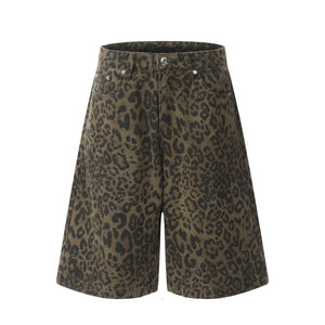 VILZSTUDIOS Leopard Fade Colossus Jorts Baggy Shorts