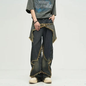 VILZSTUDIOS Retro Design Five Cornered Star Cargo Jeans