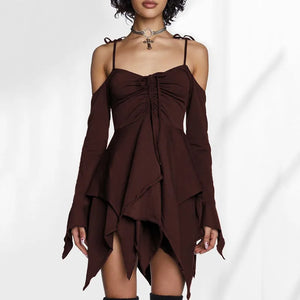 VILZSTUDIOS Sexy Gothic Irregular Black Dress Mini